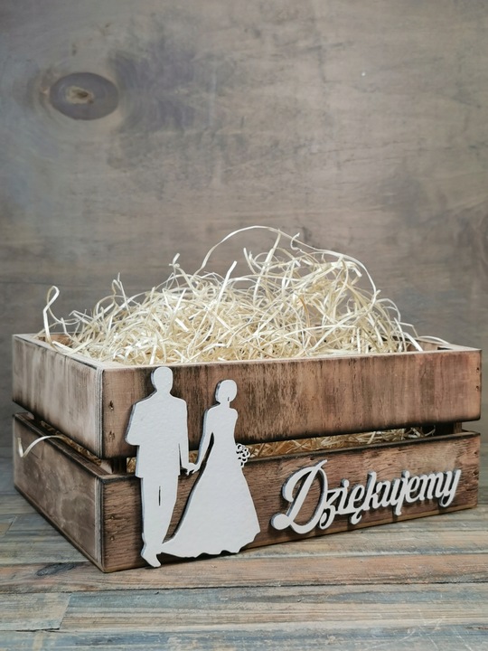 SKRZYNKA DREWNIANA PODZIĘKOWANIE OD PARY MŁODEJ DLA GOŚCI RODZICÓW DZIADKÓW