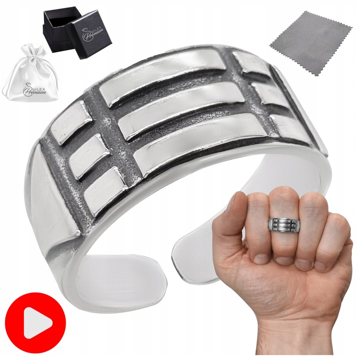 Sygnet srebrny pr. 925 PIERŚCIEŃ ATLANTÓW Srebro Oksydowane + Grawer | r.20