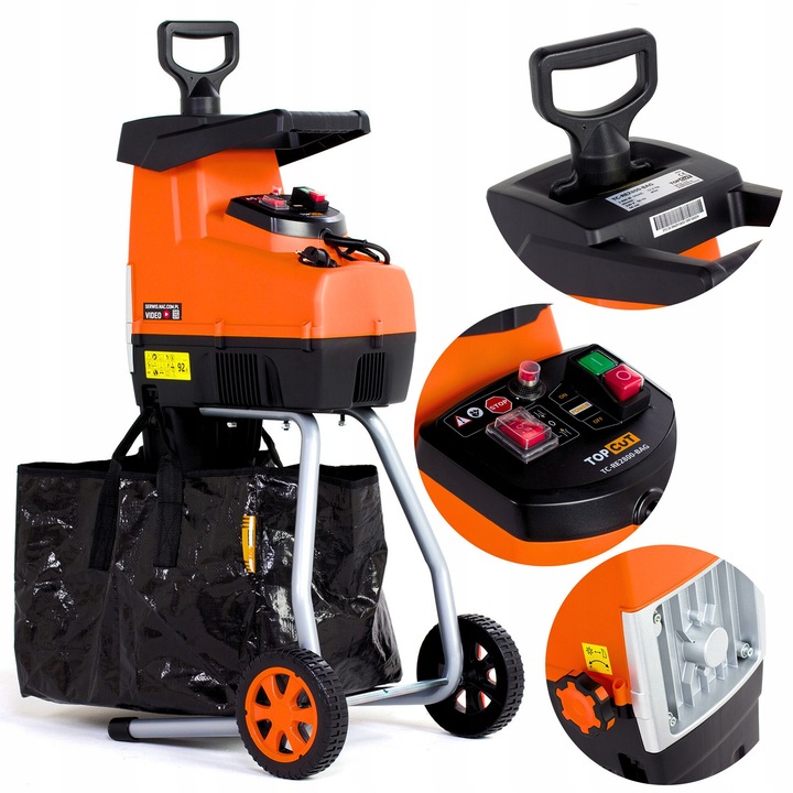 ROZDRABNIACZ ELEKTRYCZNY FREZOWY DO GAŁĘZI 2800W RĘBAK DO DREWNA