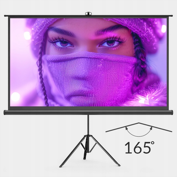 Ekran projekcyjny przenosny 84 cali 16:9 zwijany FULL HD 4K+GRATIS