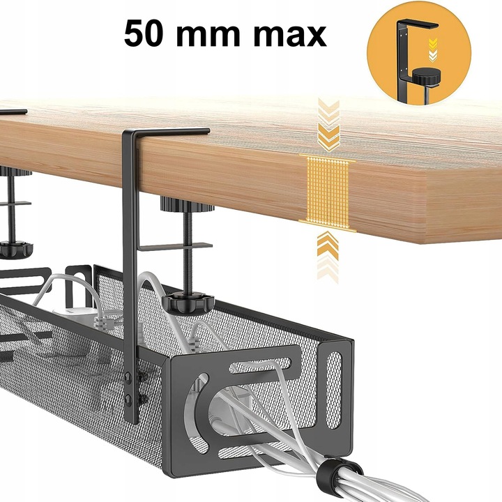 PÓŁKA NA KABLE POD BIURKO BLAT ORGANIZER MASKOWNICA DO KABLI UCHWYT 40