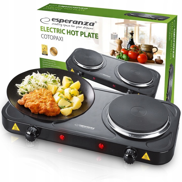 ESPERANZA KUCHENKA ELEKTRYCZNA COTOPAXI PRZENOŚNA 2 PALNIKI NA PRĄD