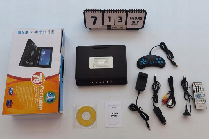 ODTWARZACZ PRZENOŚNY DVD EKRAN SAMOCHODOWY 7,8" INTERFEJS USB