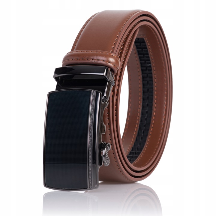 Pasek SKÓRZANY Męski Automat JASNY BRĄZOWY spodni