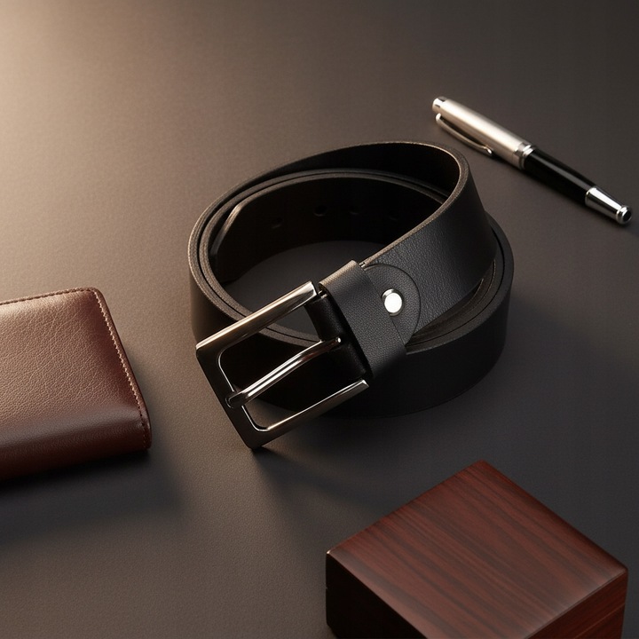 PASEK Męski Skórzany do SPODNI DŁUGI 135cm Czarny Skóra Naturalna