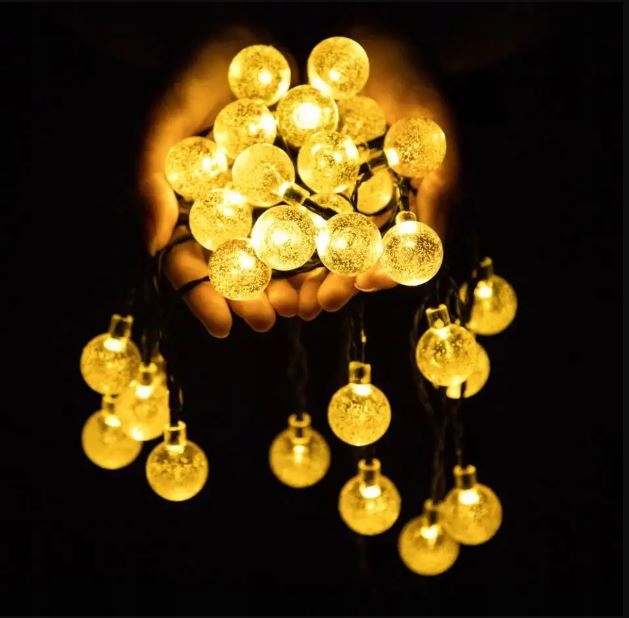 LAMPKI OGRODOWE SOLARNE GIRLANDA 50LED, 9m CIEPŁE