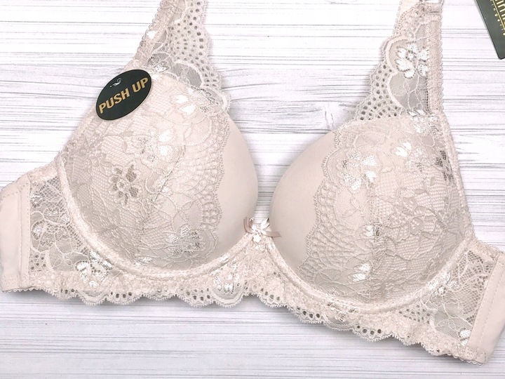 Intimidao 85B Biustonosz duży push-up powiększa biust pudrowy