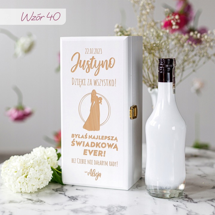 PODZIĘKOWANIE DLA ŚWIADKOWEJ SKRZYNKA NA ALKOHOL PREZENT DLA ŚWIADKOWEJ