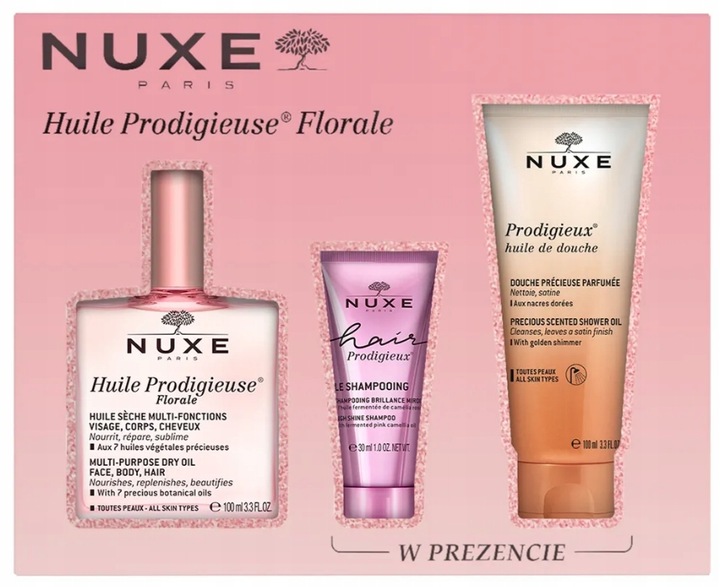NUXE ZESTAW Prodigieuse Florale olejek 100ml + szampon 30ml + olejek 100ml