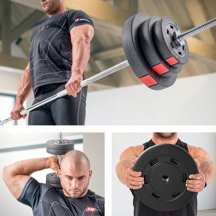 60kg Zestaw obciążeń bitumicznych kompozytowy do sztangi gryfu hantli mocne