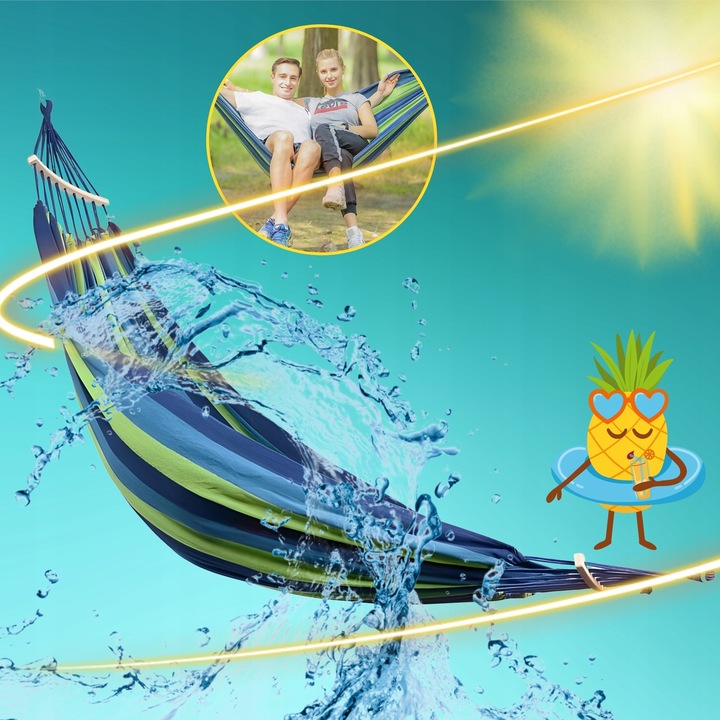 HAMAK OGRODOWY DWUOSOBOWY XXL 2 Osobowy Turystyczny Z DRĄŻKIEM DUŻY