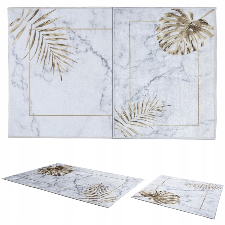 KOMPLET DYWANIKI ŁAZIENKOWE 2 szt ANTYPOŚLIZGOWE MODNY WZÓR ZESTAW