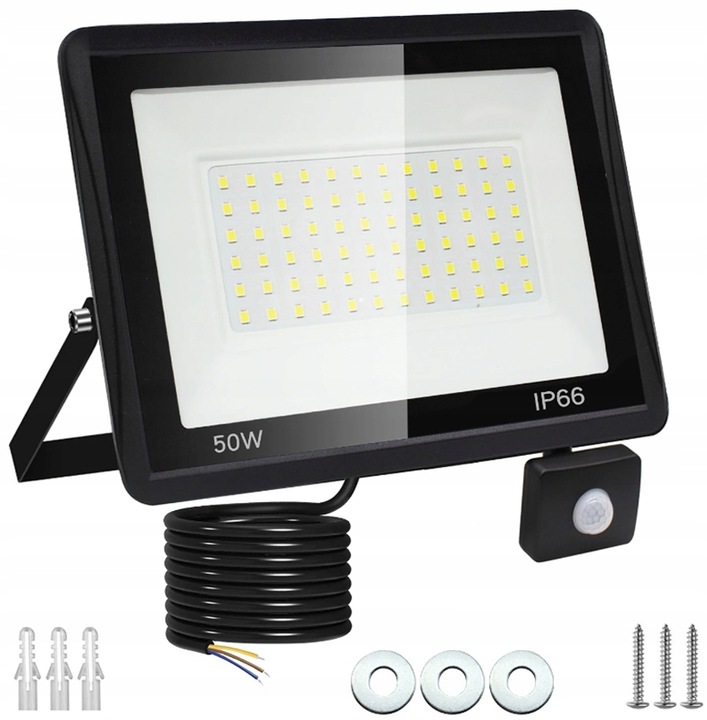 NAŚWIETLACZ HALOGEN LED 50W Z CZUJNIKIEM RUCHU ZMIERZCHU LAMPA