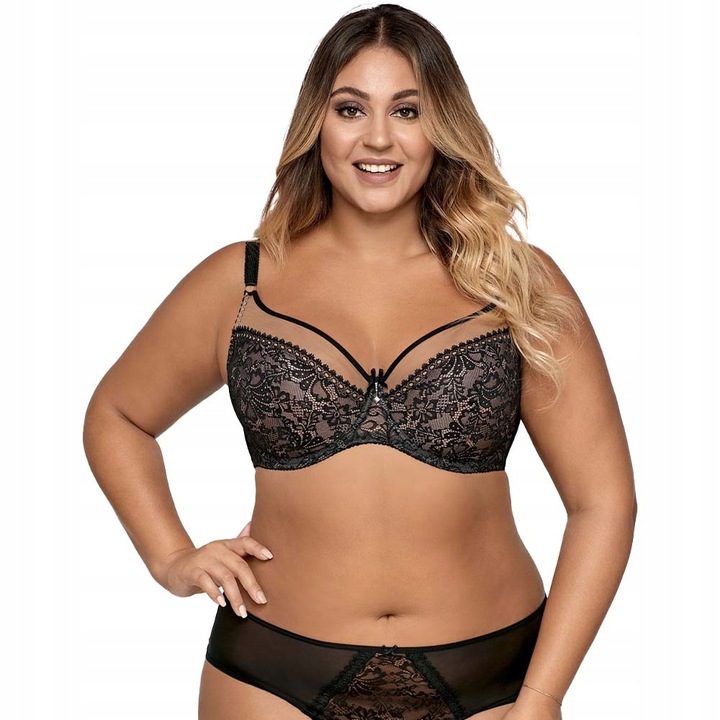 Ava 1396 Stanik BIUSTONOSZ Miękki soft wygodny Koronkowy 95F czarny