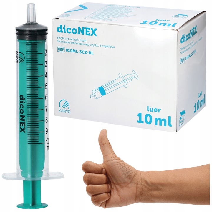 STRZYKAWKI 10ML 3częściowe 100szt. strzykawka iniekcyjna LUER DicoNEX Zarys
