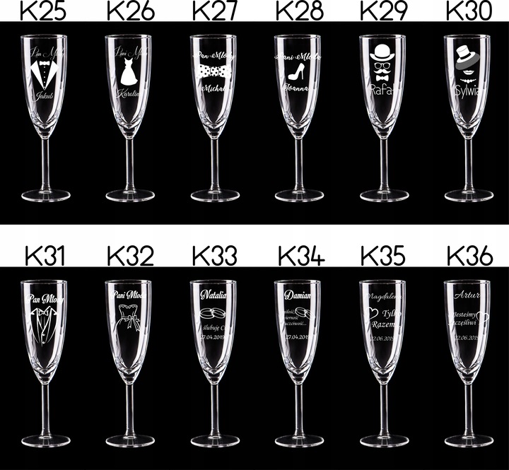 KIELISZKI DO SZAMPANA Z GRAWEREM ŚLUB PREZENT 2szt