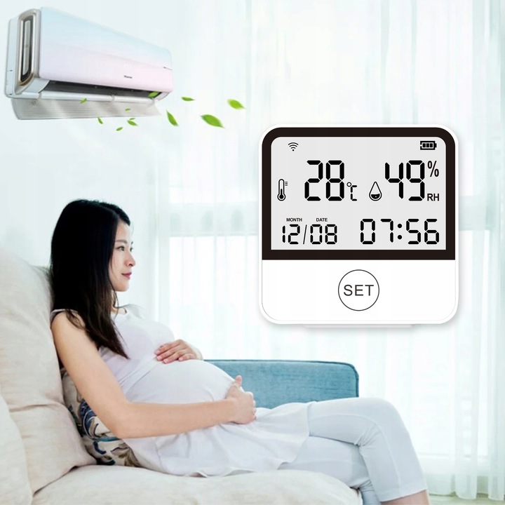 Stacja pogodowa WiFi Termometr Higrometr ZDALNY DOSTĘP Zegar Aplikacja