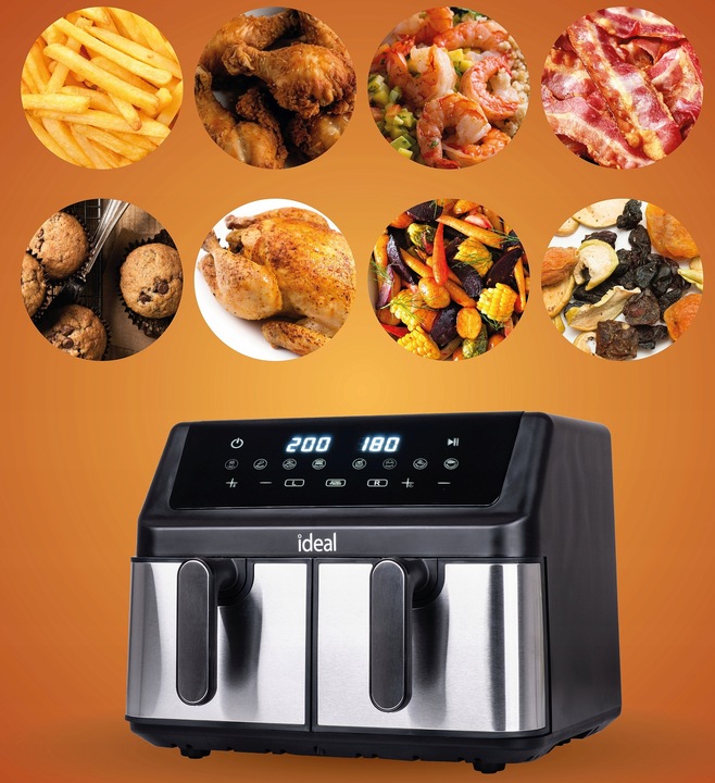 FRYTKOWNICA BEZTŁUSZCZOWA AIR FRYER IDEAL PODWÓJNA 9L