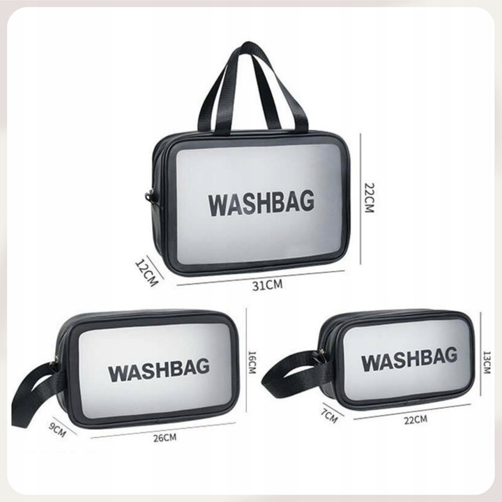 3w1 KOSMETYCZKA PRZEZROCZYSTA TRANSPARENTNA PODRÓŻNA ORGANIZER DO SAMOLOTU