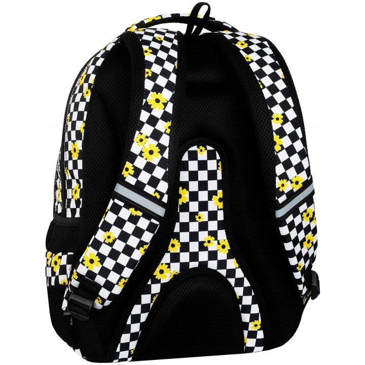 PLECAK SZKOLNY MŁODZIEŻOWY DLA DZIEWCZYN KWIATY SZACHOWNICA KRATA