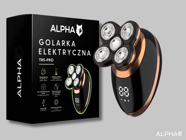 Golarka Męska 5W1 Maszynka do Golenia Brody, Włosów i Głowy - Trymer Alpha