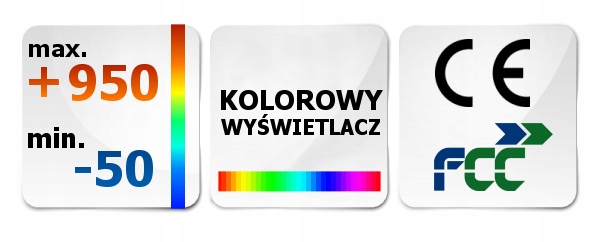 PIROMETR TERMOMETR LASEROWY BEZDOTYKOWY NA PODCZERWIEŃ EMISYJNOŚĆ -50 +950°