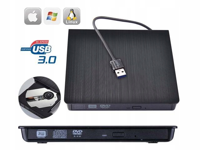 Nagrywarka DVD zewnętrzna ZEWNĘTRZNY PRZENOŚNY NAPĘD DVD-RW CD-R NA USB 3.0