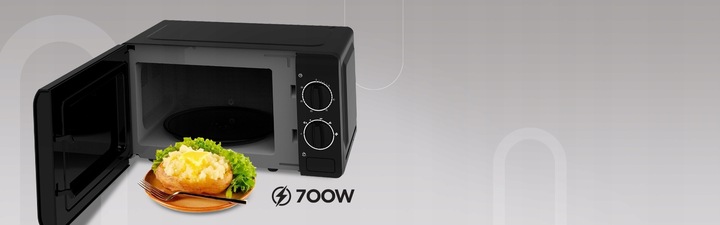 Kuchenka mikrofalowa wolnostojąca mikrofala mikrofalówka UD czarna 700W 20l