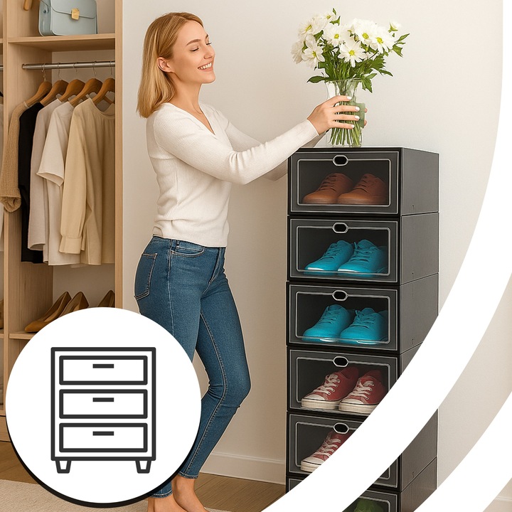 ZESTAW 10X ORGANIZER PUDEŁKA NA BUTY Z KLAPĄ SZAFKA REGAŁ DO SZAFY