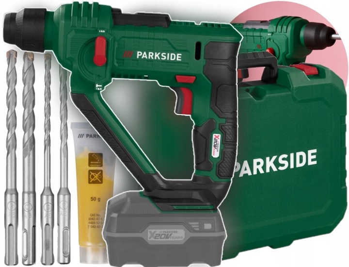 PARKSIDE Akumulatorowa MŁOTOWIERTARKA Udarowa PABH 20-Li D4, 20 V +