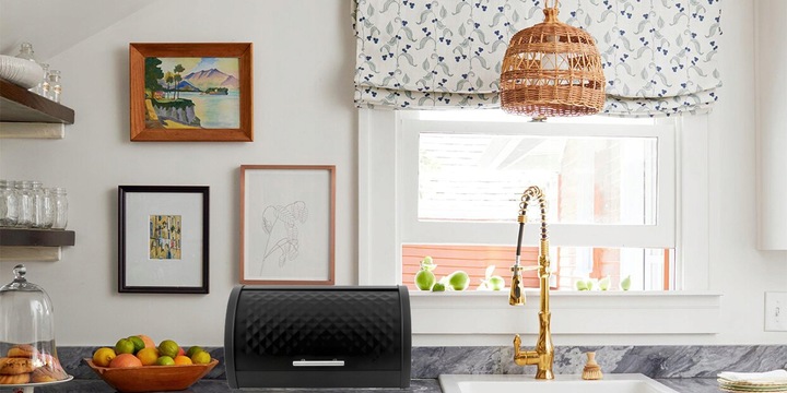 CHLEBAK NA PIECZYWO BUŁKI CHLEB POJEMNIK POJEMNY CZARNY METALOWY DO KUCHNI