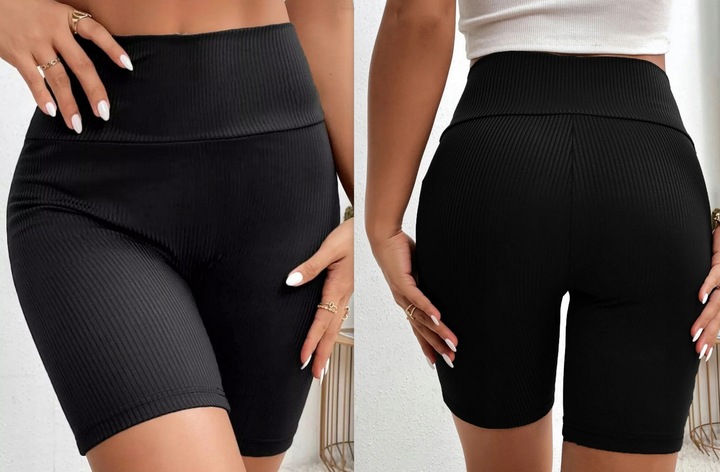 Prążkowane Kolarki Legginsy z Wysokim Stanem Fit Getry L/XL