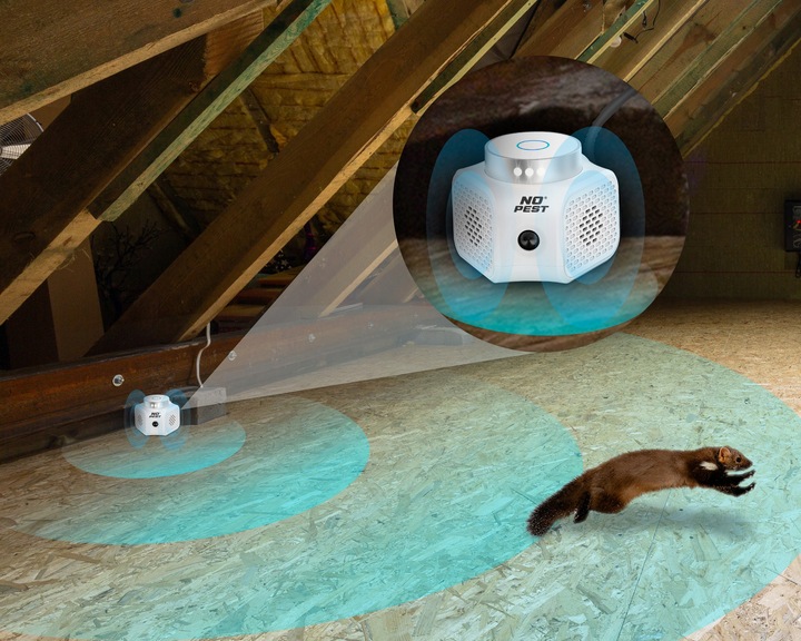 ULTRADŹWIĘKOWY ODSTRASZACZ KUN SZCZURÓW MYSZY GRYZONI NO PEST QUATTRO