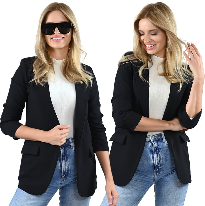 Czarna MARYNARKA damska Żakiet kobiecy Elegancki Plus Size dłuższy 6XL/52