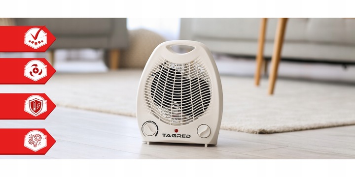 Grzejnik elektryczny Termowentylator Wydajna Farelka z Termostatem 2000W