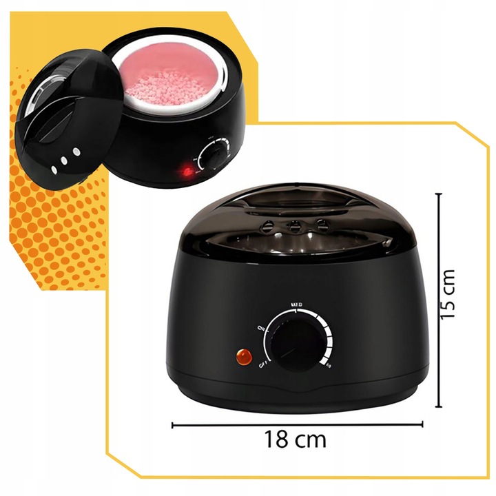 PODGRZEWACZ WOSKU + TWARDY WOSK 400g+100 PATYCZKÓW ZESTAW DO DEPILACJI