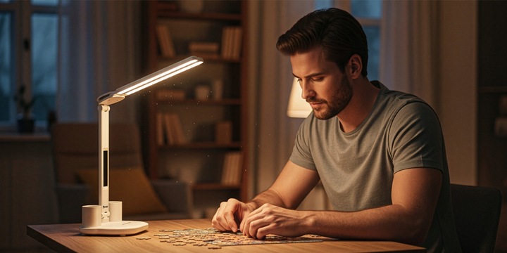 LAMPKA NA BIURKO LED PODWÓJNA BIURKOWA ZEGAR ORGANIZER TEMPERATURA