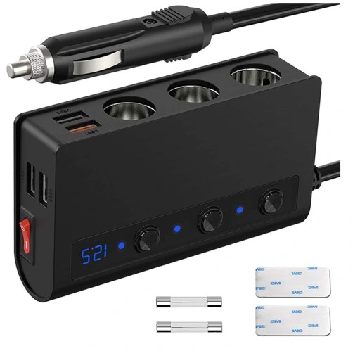 Rozgałęźnik | Rozdzielacz USB 12/24V|QC USB-A|3 x USB-A|3 x zapalniczka|LCD