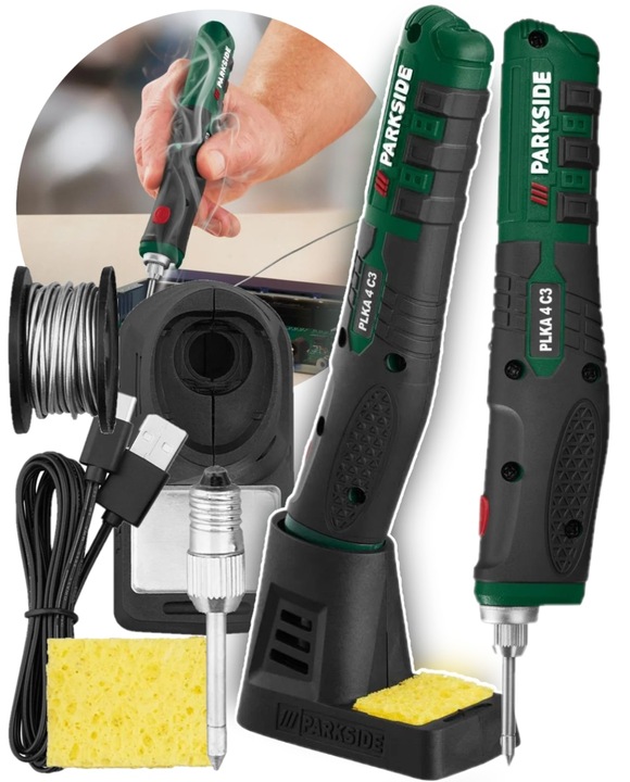 STACJA LUTOWNICZA PARKSIDE PLKA 4 C3 AKUMULATOROWA + AKCESORIA