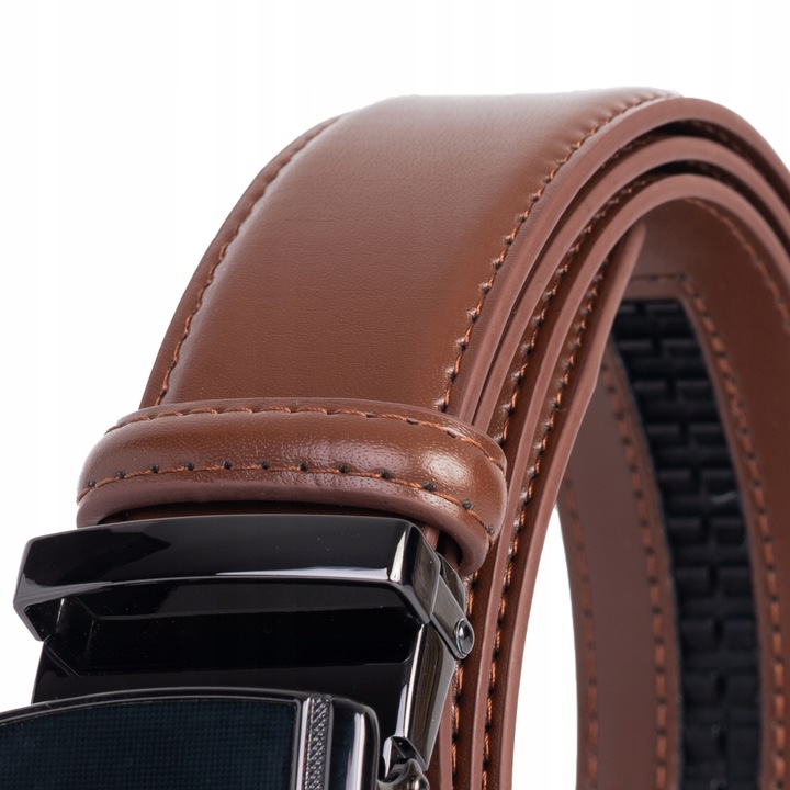 Pasek SKÓRZANY Męski Automat JASNY BRĄZOWY spodni