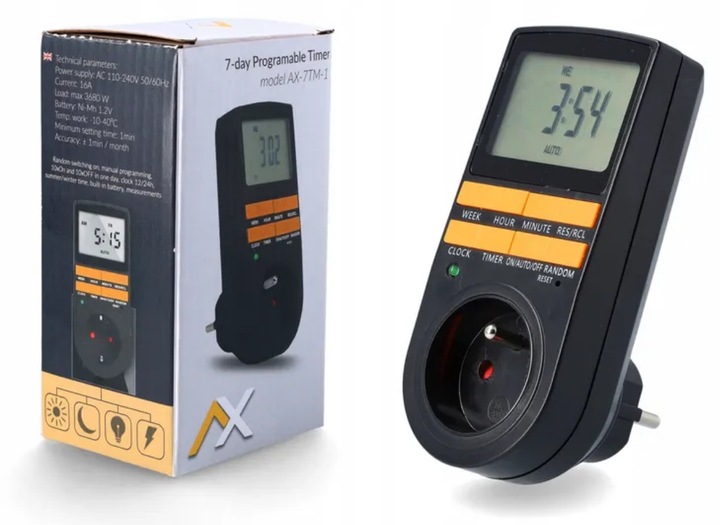 PROGRAMATOR CZASOWY WŁĄCZNIK WYŁĄCZNIK LCD CYFROWY HARMONOGRAM 7 DNI 10 UST