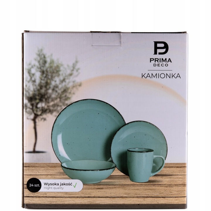 SERWIS OBIADOWY + 6 KUBKÓW KOMPLET OBIADOWO-KAWOWY 24 EL. KAMIONKA TURKUS