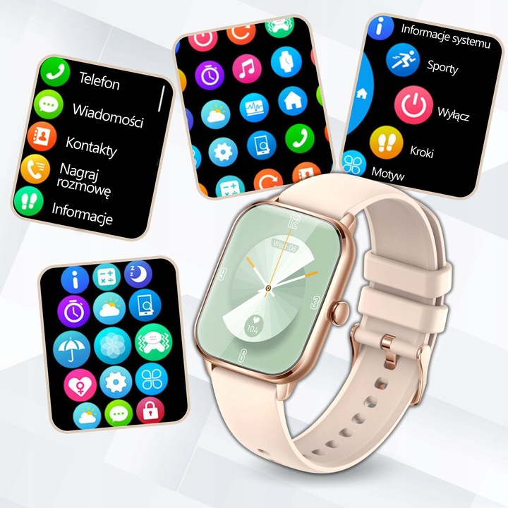 SMARTWATCH DAMSKI ZEGAREK PL MENU POWIADOMIENIA ROZMOWY SMART WATCH
