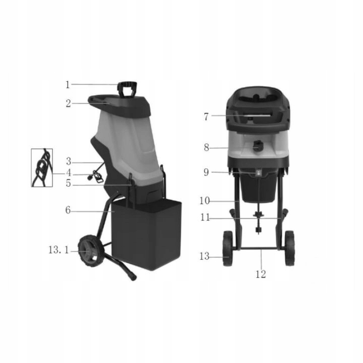 ROZDRABNIACZ DO GAŁĘZI NOŻOWY ELEKTRYCZNY 2600W RĘBAK DO DREWNA WOREK