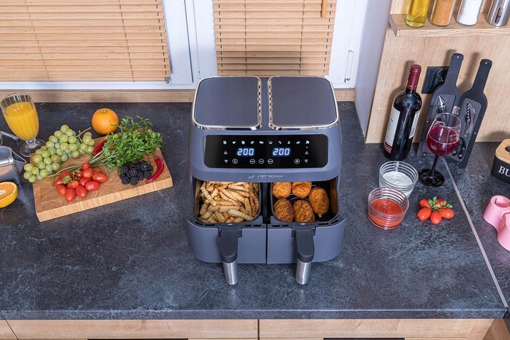 FRYTKOWNICA BEZTŁUSZCZOWA PODWÓJNA AIR FRYER 8L 2800W DWUKOMOROWA