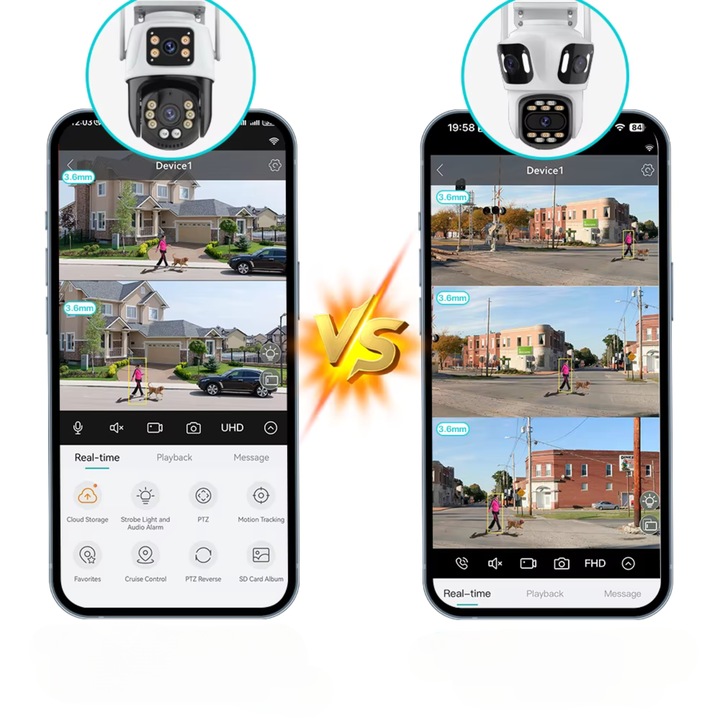 POTRÓJNA KAMERA WIFI IP SMART ZEWNĘTRZNA OBROTOWA UHD 8MP ZOOM ICSEE 3w1