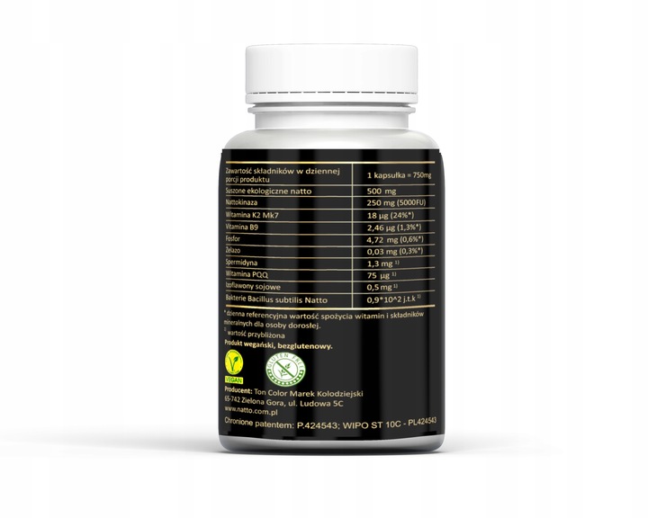 Natto Active Nattokinaza 250 mg 5000 FU witamina K2 MK7 – 60 kapsułek