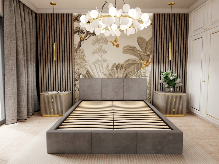 ŁÓŻKO TAPICEROWANE DO SYPIALNI 160x200 ŁÓŻKO PODWÓJNE Z POJEMNIKIEM