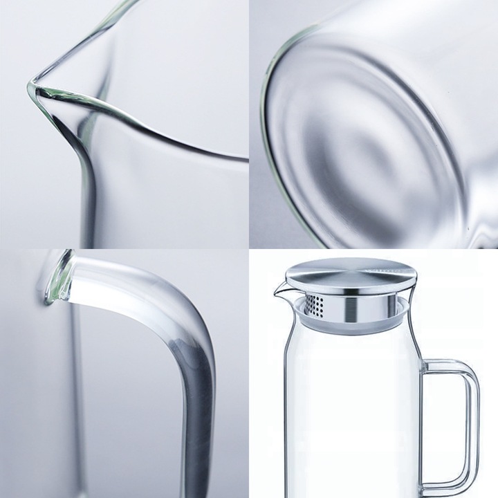 DZBANEK SZKLANY 1,5 L Z POKRYWKĄ SITKIEM ŻAROODPORNY DO HERBATY KAWY NAPOJE