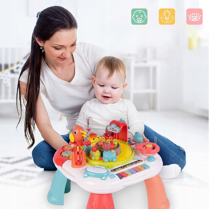 STOLIK EDUKACYJNY INTERAKTYWNY PIANINKO CIUCHCIA PIANINKO BĘBENEK PTASZEK